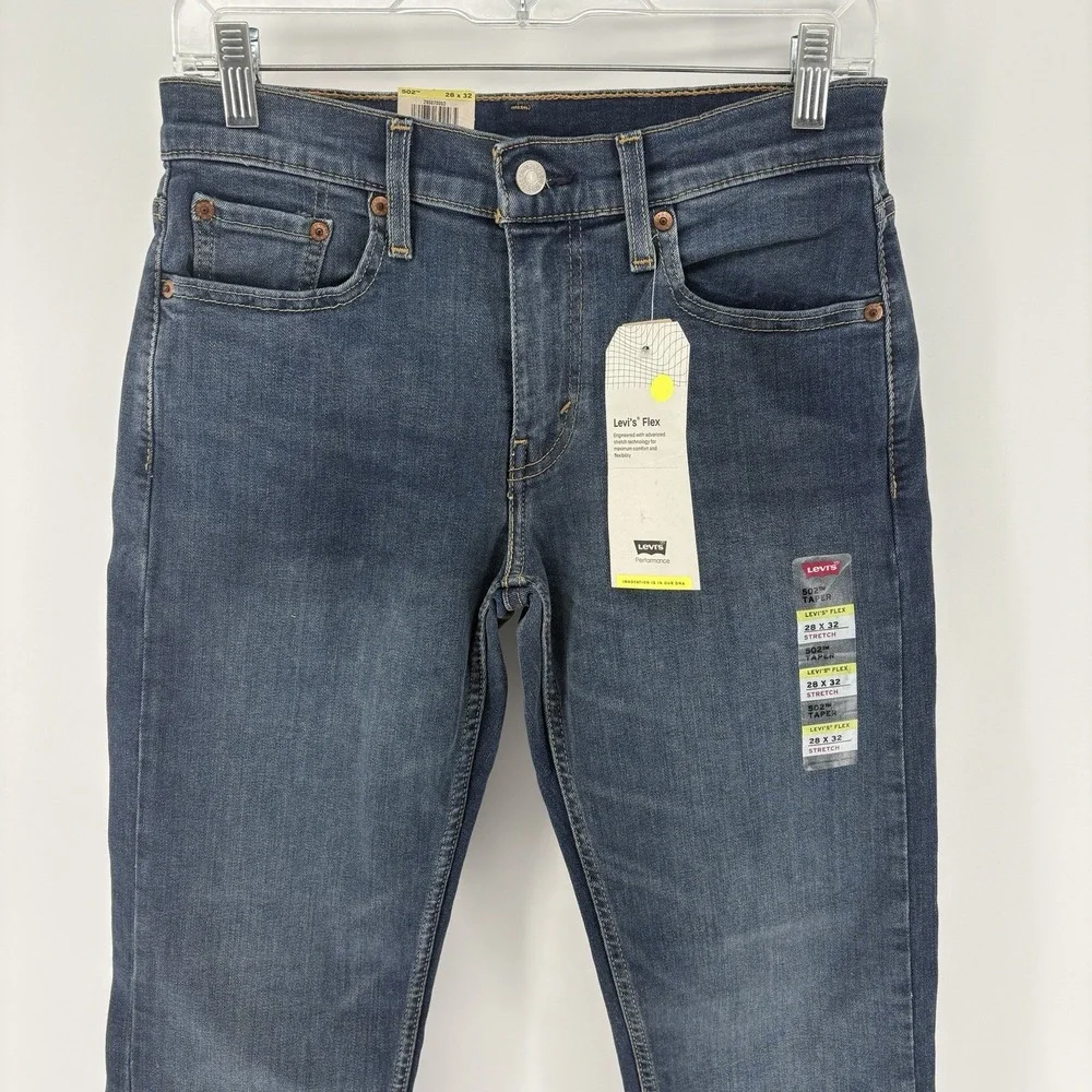 Levi's 502 Taper Men's Jeans 28x32 Flex Stretch Medium Wash Denim NWT